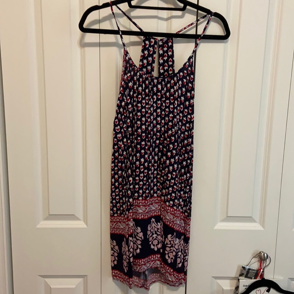 Bloomingdales Aqua Red White and Navy Sundress